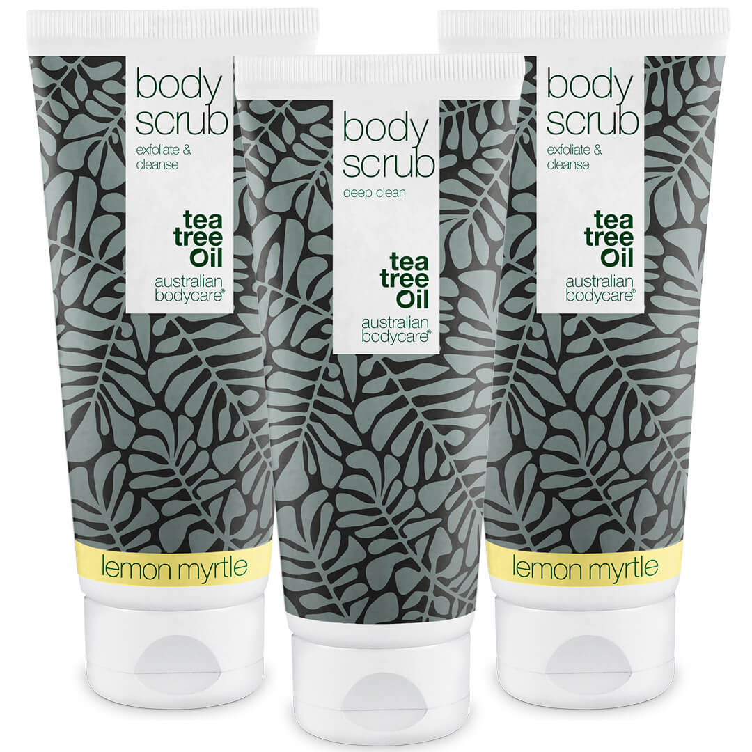 Body Scrub balíček 3 za cenu 2 — Výhodné balenie: 1x s prírodnými aktívami a 2x s Lemon Myrtle.